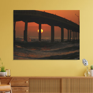 San Diego California Sunset Ocean Beach Pier Canvas Print