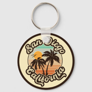 San Diego California Sunset Palm Trees Souvenirs Key Ring