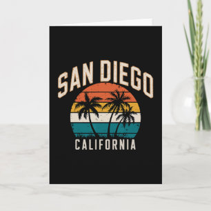 San Diego California Sunset Palms Vintage Travel V Card