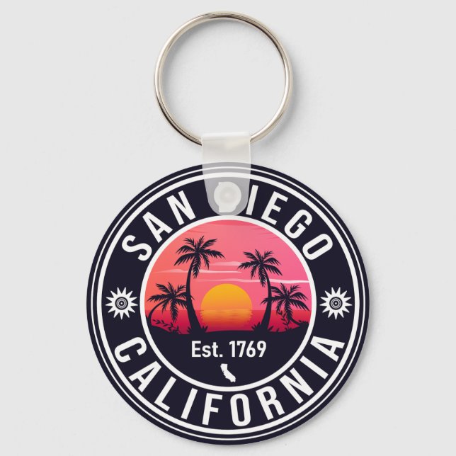 San Diego California Sunset Vacation Souvenirs 60s Key Ring (Front)