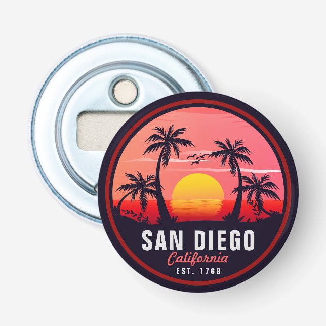 San Diego California Sunset Vacation Souvenirs 80s Bottle Opener (Front)