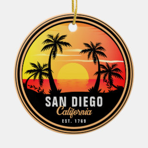 San Diego California Sunset Vacation Souvenirs 80s Ceramic Tree Decoration