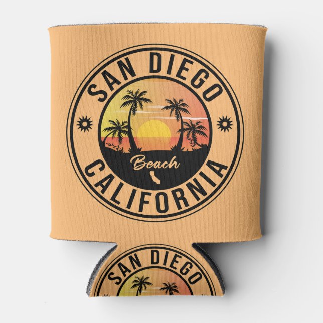 San Diego California Sunset Vacation Souvenirs Can Cooler (Front)