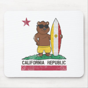San Diego California Surfer Bear Surfing Men Women Mouse Mat
