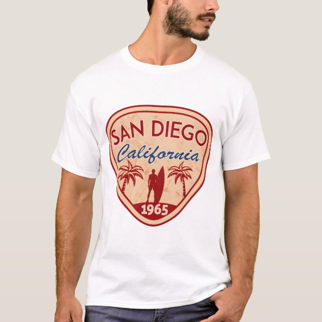 San Diego California Surfing Surf Surfer Surfboard T-Shirt (Front)