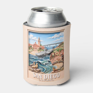 San Diego California Travel 3D Textured Landmarks Can Cooler