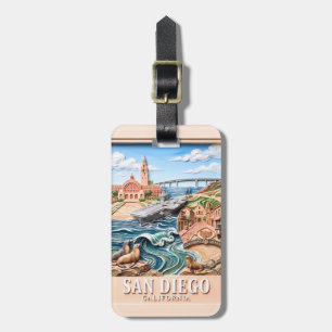 San Diego California Travel 3D Textured Landmarks Luggage Tag
