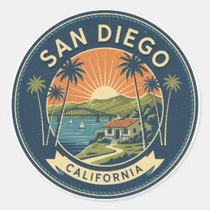 San Diego California Travel Classic Round Sticker