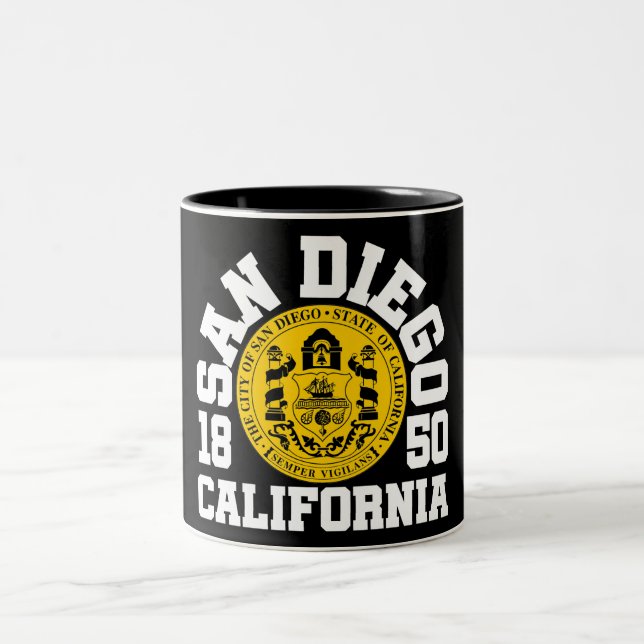 San Diego,California Two-Tone Coffee Mug (Center)
