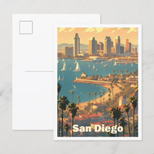 San Diego California USA Art Vintage Travel Postcard