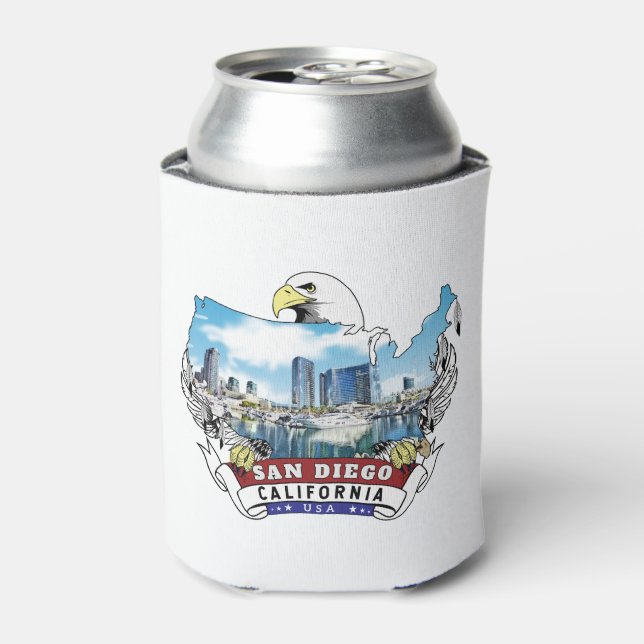 San Diego, California USA Bald Eagle  Can Cooler (Can Front)