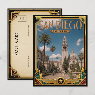 San Diego California Vintage Art Deco Golden Age Postcard