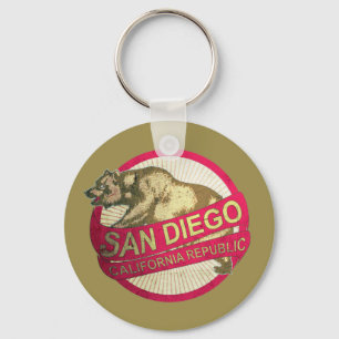 San Diego California vintage bear keychain
