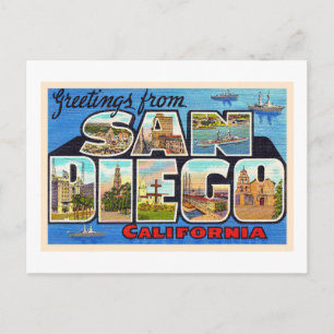 San Diego California Vintage Large Letter Postcard