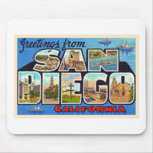 San Diego California Vintage Large Letter Postcard Mouse Mat