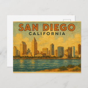 San Diego California vintage Skyline Postcard