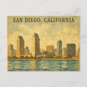 San Diego California vintage Skyline Postcard