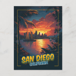 San Diego, California - Vintage Style Postcard
