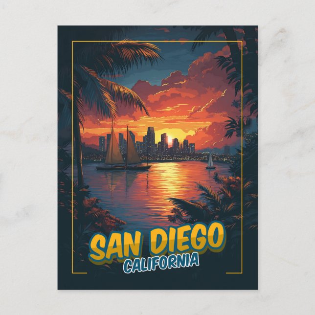 San Diego, California - Vintage Style Postcard (Front)