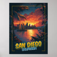 San Diego, California - Vintage Style