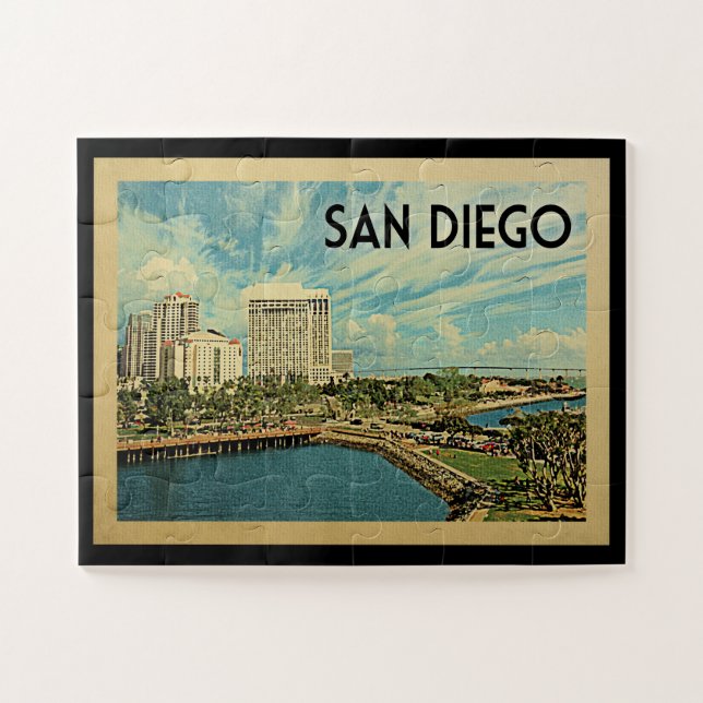San Diego California Vintage Travel Jigsaw Puzzle (Horizontal)