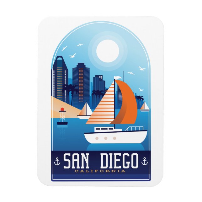 San Diego California Vintage Travel  Magnet (Vertical)