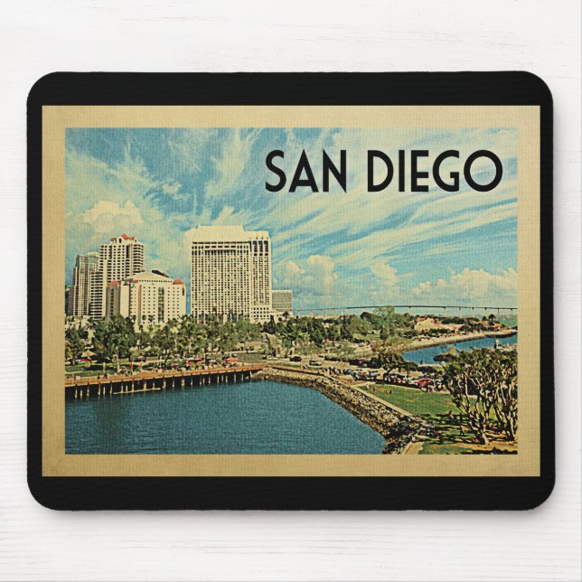San Diego California Vintage Travel Mouse Mat (Front)