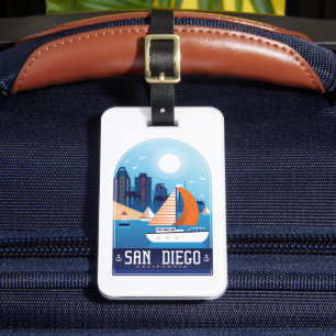 San Diego California Vintage Travel Postcard Luggage Tag