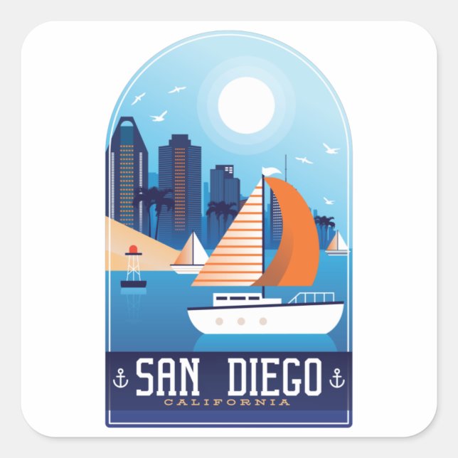 San Diego California Vintage Travel Sticker (Front)