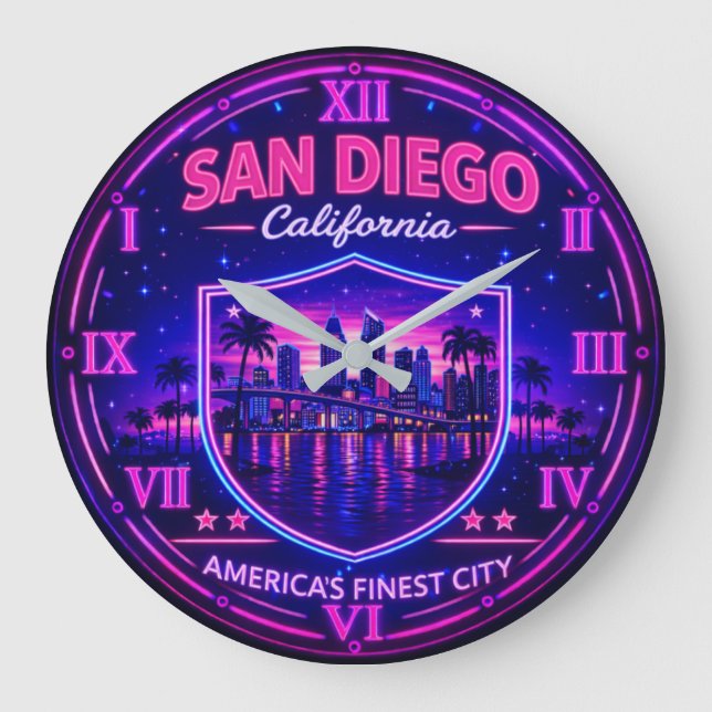 San Diego California Waterfront Large Clock (Front)
