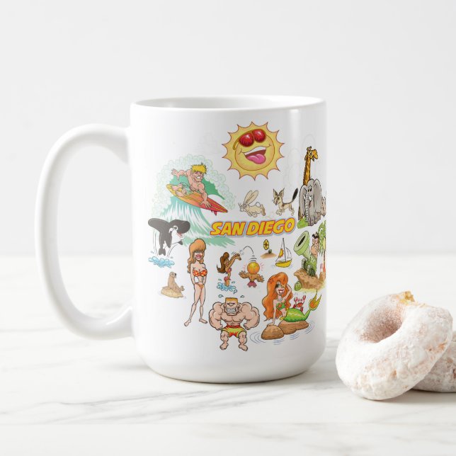 San Diego California White Coffee Mug (With Donut)