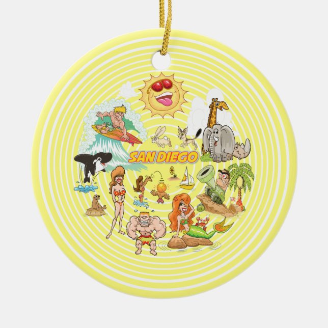 San Diego Cartoon Ceramic Tree Decoration (Front)