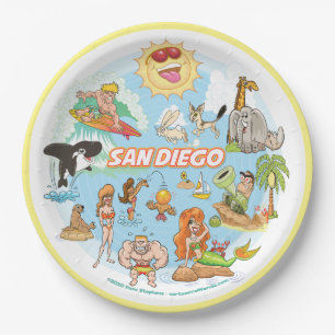 San Diego Cartoon Paper Plate