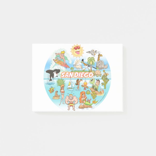 San Diego Cartoon Post-it Notes (Front)