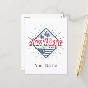 San Diego City California Retro Palm Trees Vintage Holiday Postcard