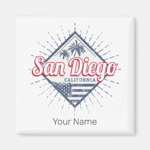 San Diego City California Retro Palm Trees Vintage Magnet