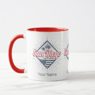 San Diego City California Retro Palm Trees Vintage Mug