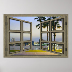 San Diego City Scape Through An Open Window Poster