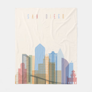 San Diego City Skyline Fleece Blanket
