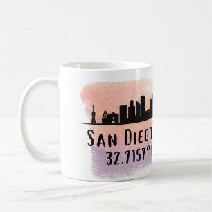 San Diego City Skyline Latitude and Longitude Coffee Mug
