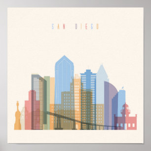 San Diego City Skyline Poster