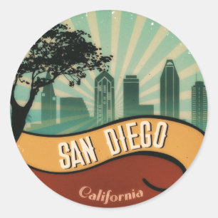San Diego City Skyline Retro Vintage Sticker