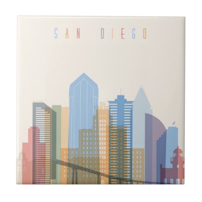 San Diego City Skyline Tile (Front)