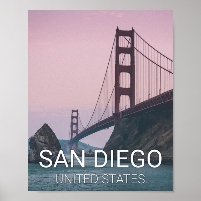 San Diego City Skyline Travel Poster (Front)