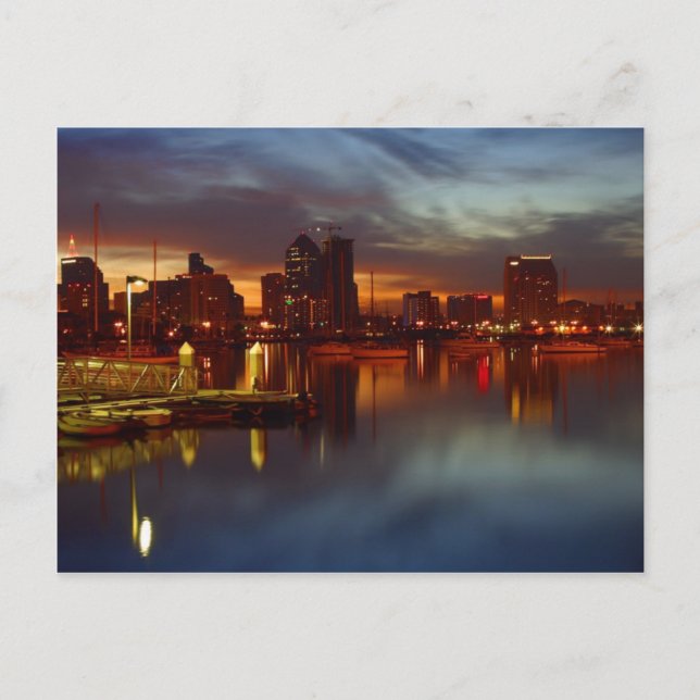 San Diego Docks Night Postcard (Front)