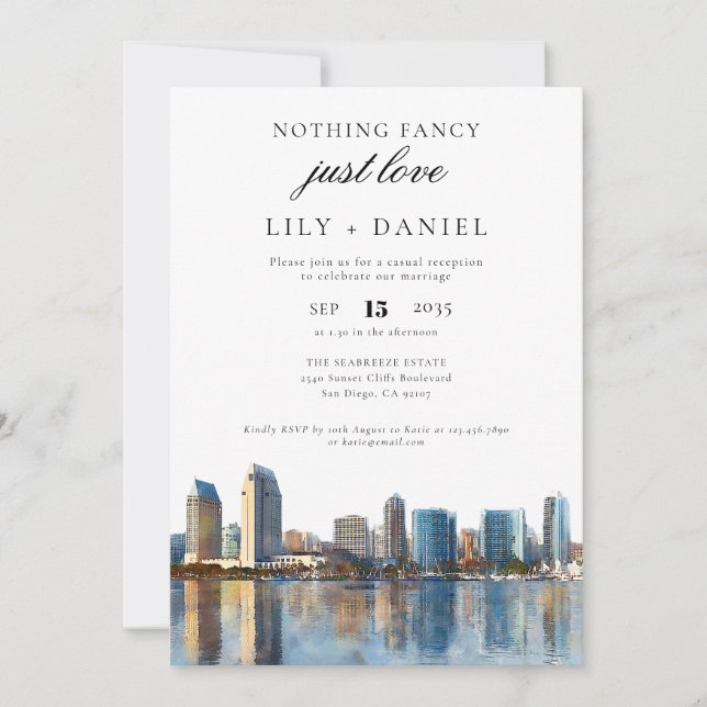San Diego Elopement Wedding Reception Invitation (Front)