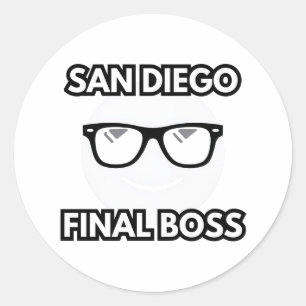 San Diego Final Boss Cool Emoji Classic Round Sticker
