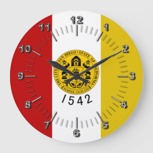 San Diego flag Large Clock