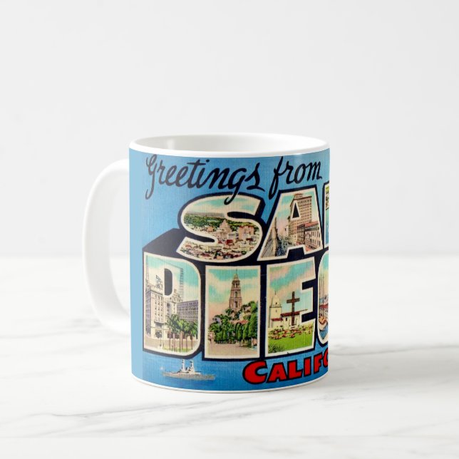  San Diego Greeting Postcard Mug (Front Left)