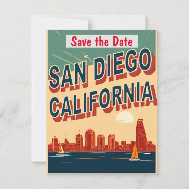 San Diego Harbour Blue Wedding Invitation (Front)